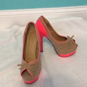 Pink and tan platform heels